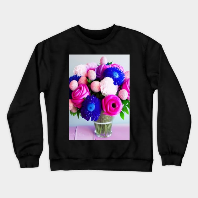 VERY CUTE PINK AND PURPLE AND BLUE FLORAL PRINT Crewneck Sweatshirt by sailorsam1805